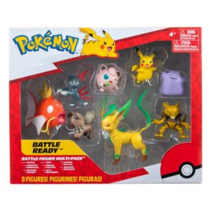 Pokémon pack 8 figurines Battle Figure Set Pikachu femelle, Rondoudou, Rocabot, Farfuret, Abra, Metamorphe, Phyllali, Magicarp